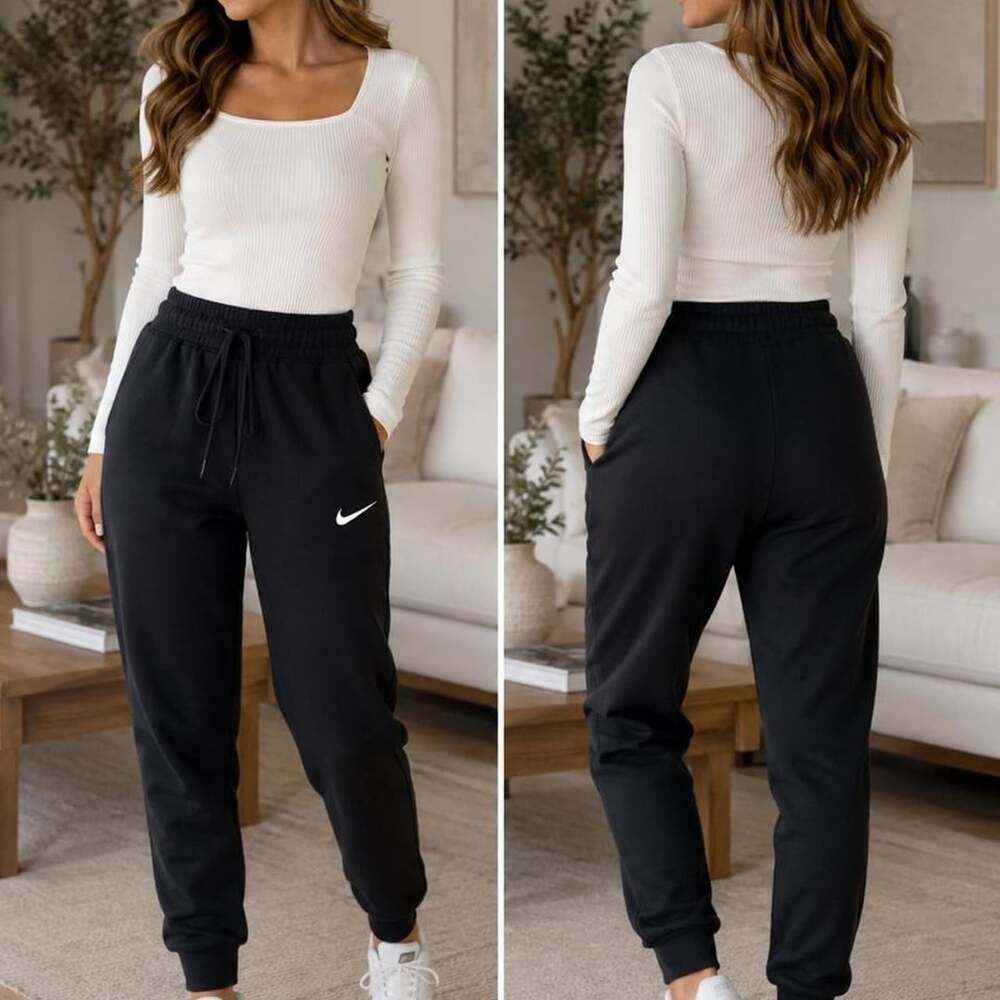 Nike Black Jogger Sweatpants with White Swoosh